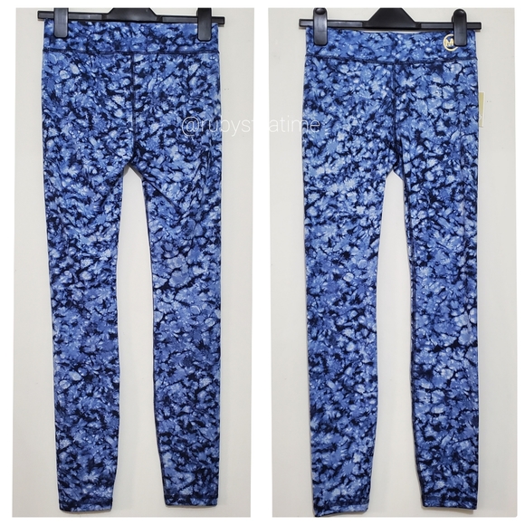 MICHAEL MICHAEL KORS Leggings Blue Tie Dye/ Abstract Print, NWT - Picture 2 of 6